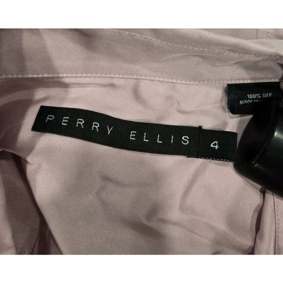 Perry Ellis Collared Button Down Ruffle Blouse 100% Silk NEW Womens Size 4 - Picture 6 of 7